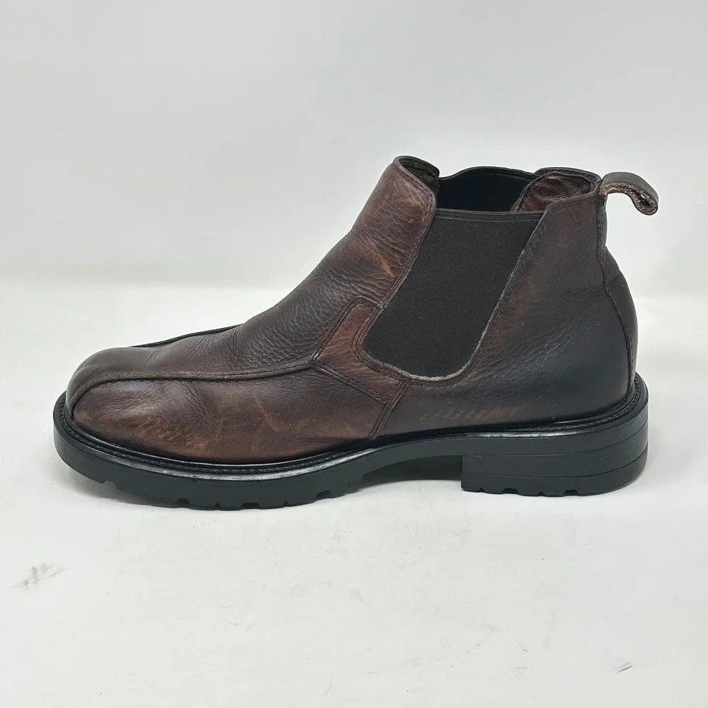 VTG GBX Mens Boots 11M Brown Leather Chelsea Chunky Square Workwear Streetwear